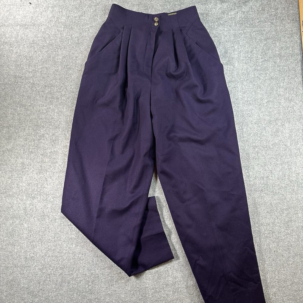 Vintage Geiger Austria Purple Wool Pants 36 High Rise Pleated Trousers 26x28